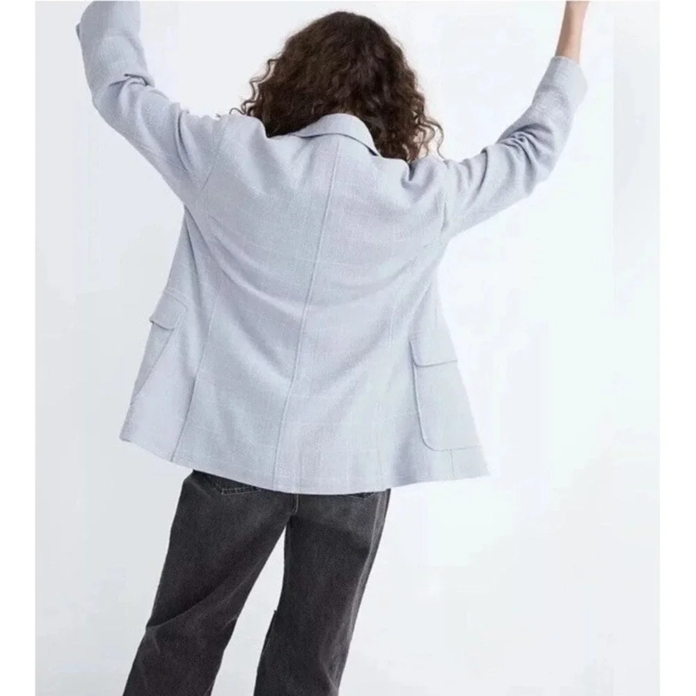 Madewell Blazer Cotton-Linen Relaxed Larsen Blazer in Windowpane size XS oversiz